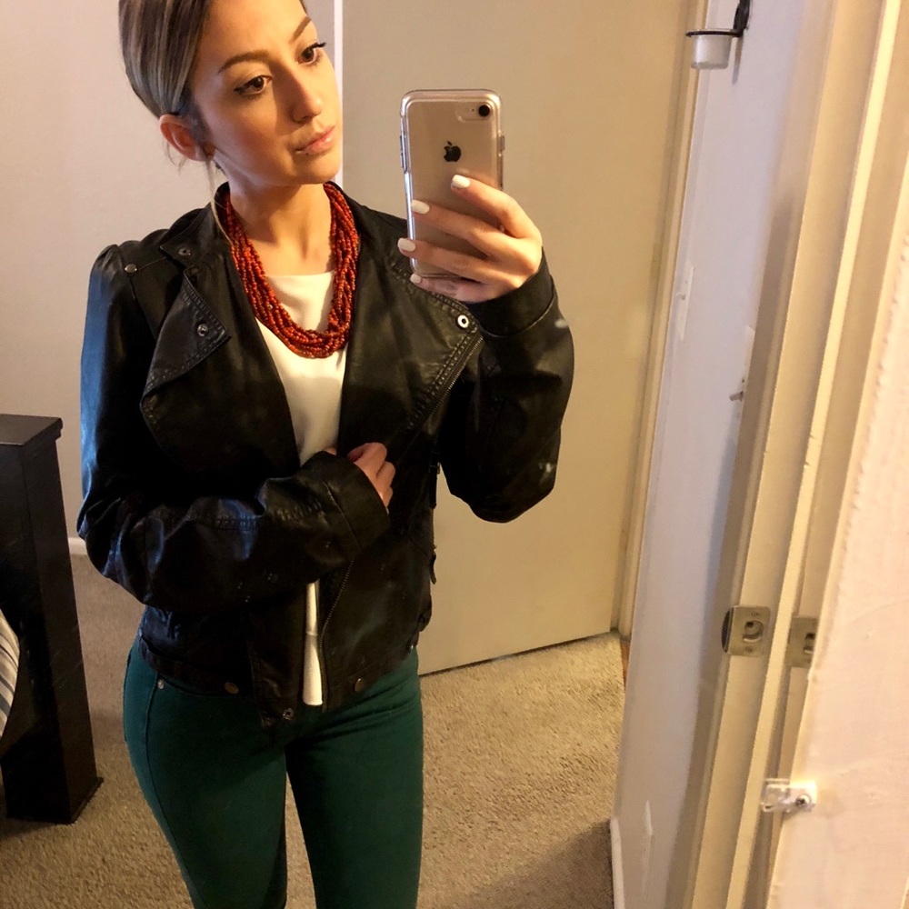 Black faux leather jacket